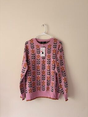 Pink Floral Knit Sweater